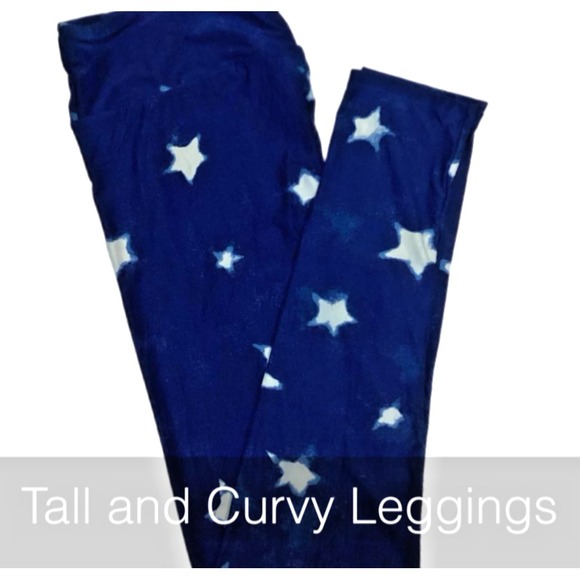 LuLaRoe‎ Womens Leggings Size TC Blue Tie Dye White Stars Tall and Curvy NWT - Picture 1 of 4